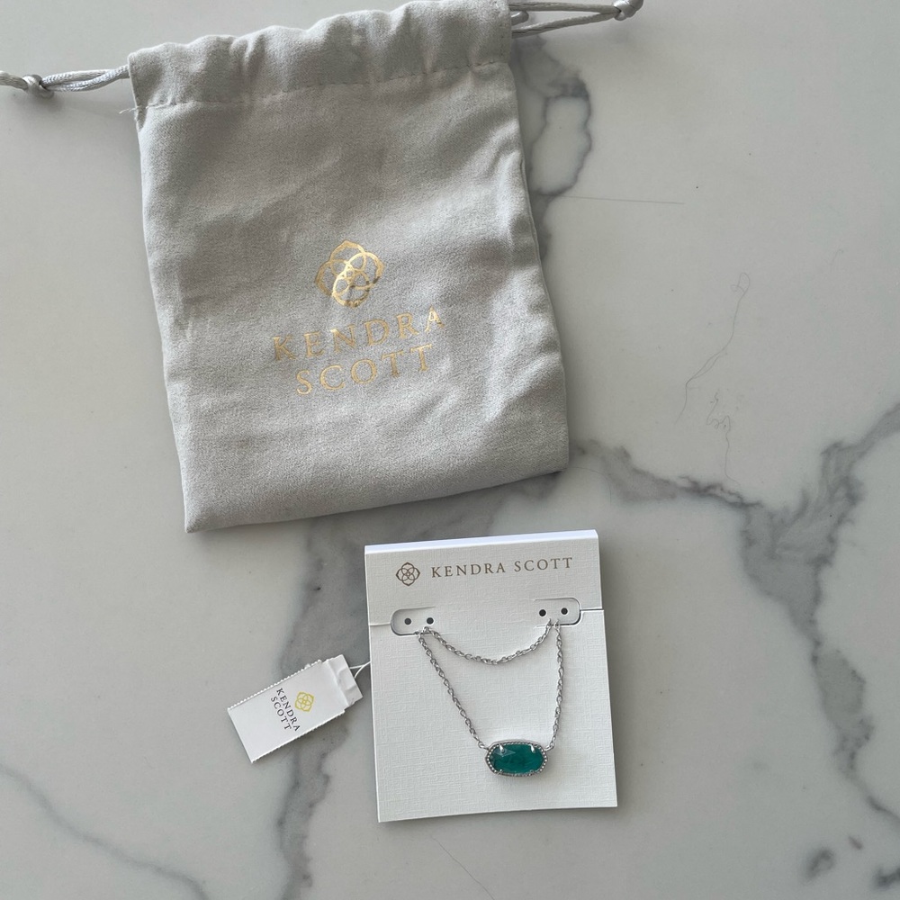 Kendra Scott Elisa Silver London Blue Turquoise Pendant Necklace